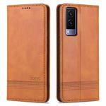 For vivo Y71t / V21e 5G AZNS Magnetic Calf Texture Horizontal Flip Leather Phone Case(Light Brown)