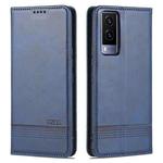 For vivo Y71t / V21e 5G AZNS Magnetic Calf Texture Horizontal Flip Leather Phone Case(Dark Blue)