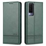 For vivo Y71t / V21e 5G AZNS Magnetic Calf Texture Horizontal Flip Leather Phone Case(Dark Green)