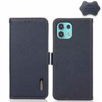 For Motorola Edge 20 Lite KHAZNEH Side-Magnetic Litchi Genuine Leather RFID Case(Blue)