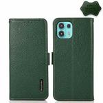 For Motorola Edge 20 Lite KHAZNEH Side-Magnetic Litchi Genuine Leather RFID Case(Green)