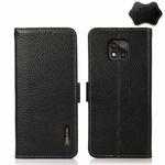 For Motorola Moto G Power 2021 KHAZNEH Side-Magnetic Litchi Genuine Leather RFID Case(Black)