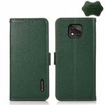 For Motorola Moto G Power 2021 KHAZNEH Side-Magnetic Litchi Genuine Leather RFID Case(Green)