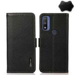 For Motorola G Pure KHAZNEH Side-Magnetic Litchi Genuine Leather RFID Case(Black)