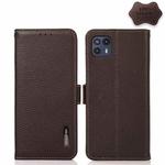 For Motorola Moto G50 5G KHAZNEH Side-Magnetic Litchi Genuine Leather RFID Case(Brown)