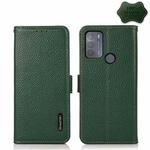 For Motorola Moto G50 KHAZNEH Side-Magnetic Litchi Genuine Leather RFID Case(Green)