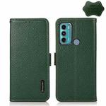 For Motorola Moto G60 / G40 Fusion KHAZNEH Side-Magnetic Litchi Genuine Leather RFID Case(Green)