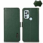 For Motorola Moto G60S KHAZNEH Side-Magnetic Litchi Genuine Leather RFID Case(Green)