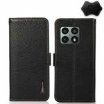 For OnePlus 10 Pro 5G KHAZNEH Side-Magnetic Litchi Genuine Leather RFID Phone Case(Black)