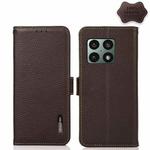 For OnePlus 10 Pro 5G KHAZNEH Side-Magnetic Litchi Genuine Leather RFID Phone Case(Brown)