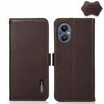 For OnePlus N20 5G KHAZNEH Side-Magnetic Litchi Genuine Leather RFID Phone Case(Brown)