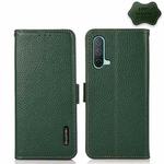 For OnePlus Nord CE 5G KHAZNEH Side-Magnetic Litchi Genuine Leather RFID Phone Case(Green)
