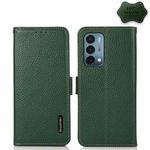 For OnePlus Nord N200 5G KHAZNEH Side-Magnetic Litchi Genuine Leather RFID Phone Case(Green)