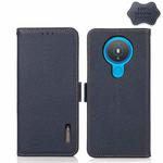 For Nokia 1.4 KHAZNEH Side-Magnetic Litchi Genuine Leather RFID Phone Case(Blue)