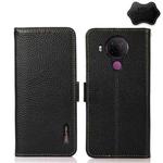 For Nokia 5.4 KHAZNEH Side-Magnetic Litchi Genuine Leather RFID Phone Case(Black)