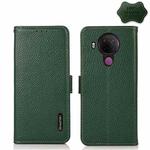 For Nokia 5.4 KHAZNEH Side-Magnetic Litchi Genuine Leather RFID Phone Case(Green)
