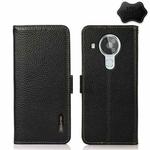 For Nokia 7.3 KHAZNEH Side-Magnetic Litchi Genuine Leather RFID Phone Case(Black)