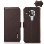 For Nokia 7.3 KHAZNEH Side-Magnetic Litchi Genuine Leather RFID Phone Case(Brown)