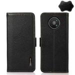 For Nokia 8 V 5G KHAZNEH Side-Magnetic Litchi Genuine Leather RFID Phone Case(Black)