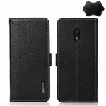 For Nokia C1 Plus KHAZNEH Side-Magnetic Litchi Genuine Leather RFID Phone Case(Black)