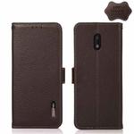 For Nokia C1 Plus KHAZNEH Side-Magnetic Litchi Genuine Leather RFID Phone Case(Brown)