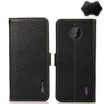 For Nokia C10 / C20 KHAZNEH Side-Magnetic Litchi Genuine Leather RFID Phone Case(Black)