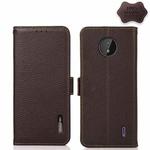 For Nokia C10 / C20 KHAZNEH Side-Magnetic Litchi Genuine Leather RFID Phone Case(Brown)