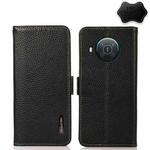 For Nokia X10 / X20 KHAZNEH Side-Magnetic Litchi Genuine Leather RFID Phone Case(Black)