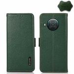 For Nokia X10 / X20 KHAZNEH Side-Magnetic Litchi Genuine Leather RFID Phone Case(Green)