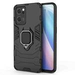 For OPPO Reno7 5G Shockproof PC + TPU Holder Phone Case(Black)