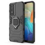 For vivo Y76s 5G Shockproof PC + TPU Holder Phone Case(Black)