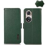 For Honor 50 Pro KHAZNEH Side-Magnetic Litchi Genuine Leather RFID Phone Case(Green)