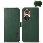 For Honor 50 KHAZNEH Side-Magnetic Litchi Genuine Leather RFID Phone Case(Green)