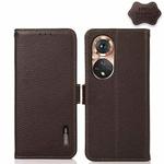 For Honor 50 KHAZNEH Side-Magnetic Litchi Genuine Leather RFID Phone Case(Brown)