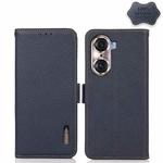 For Honor 60 Pro KHAZNEH Side-Magnetic Litchi Genuine Leather RFID Phone Case(Blue)