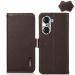 For Honor 60 Pro KHAZNEH Side-Magnetic Litchi Genuine Leather RFID Phone Case(Brown)