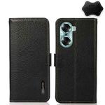 For Honor 60 KHAZNEH Side-Magnetic Litchi Genuine Leather RFID Phone Case(Black)