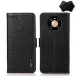 For Huawei Mate 40 Pro KHAZNEH Side-Magnetic Litchi Genuine Leather RFID Phone Case(Black)
