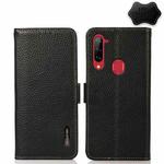 For ZTE Libero 5G KHAZNEH Side-Magnetic Litchi Genuine Leather RFID Phone Case(Black)