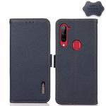 For ZTE Libero 5G KHAZNEH Side-Magnetic Litchi Genuine Leather RFID Phone Case(Blue)