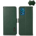 For ZTE Blade V30 Vita KHAZNEH Side-Magnetic Litchi Genuine Leather RFID Phone Case(Green)