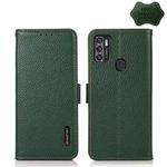 For ZTE Blade A7s 2020 KHAZNEH Side-Magnetic Litchi Genuine Leather RFID Phone Case(Green)