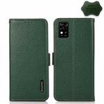 For ZTE Blade A31 KHAZNEH Side-Magnetic Litchi Genuine Leather RFID Phone Case(Green)