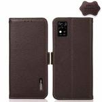 For ZTE Blade A31 KHAZNEH Side-Magnetic Litchi Genuine Leather RFID Phone Case(Brown)