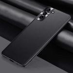 For Samsung Galaxy S22+ 5G Plain Skin Leather Phone Case(Black)