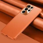 For Samsung Galaxy S22 Ultra 5G Plain Skin Leather Phone Case(Orange)