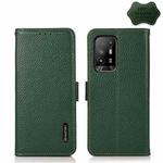 For OPPO F19 Pro KHAZNEH Side-Magnetic Litchi Genuine Leather RFID Case(Green)