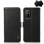 For OPPO F19 Pro+ 5G / Reno5 Z / A94 5G KHAZNEH Side-Magnetic Litchi Genuine Leather RFID Case(Black)