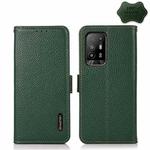 For OPPO F19 Pro+ 5G / Reno5 Z / A94 5G KHAZNEH Side-Magnetic Litchi Genuine Leather RFID Case(Green)