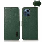 For OPPO Find X3  / X3 Pro KHAZNEH Side-Magnetic Litchi Genuine Leather RFID Case(Green)